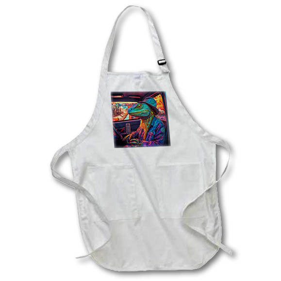 Apron - Colorful Lizard Driving AI Generated Art