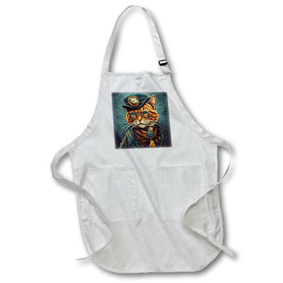 Apron - Steampunk Cat Ginger Tom Kitty AI Generated Art