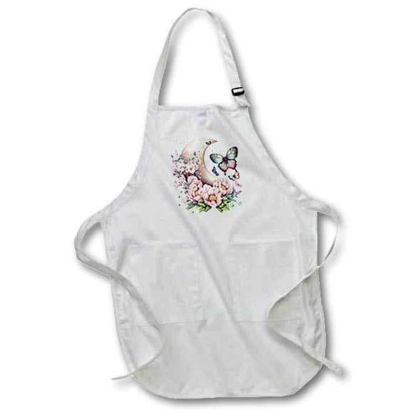 Apron - Floral Moon With Butterfly Illustration Illustrations