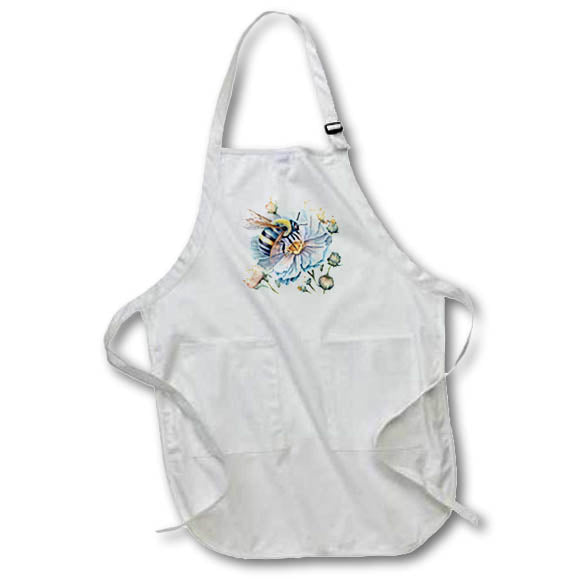 Apron - Bee On A Blue Poppy Flower Illustration Illustrations