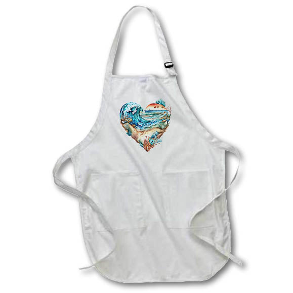 Apron - Ocean Beach Scene In A Heart Illustration Illustrations