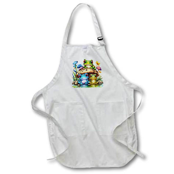 Apron - Cute Frogs On A Mushroom Illustration Illustrations