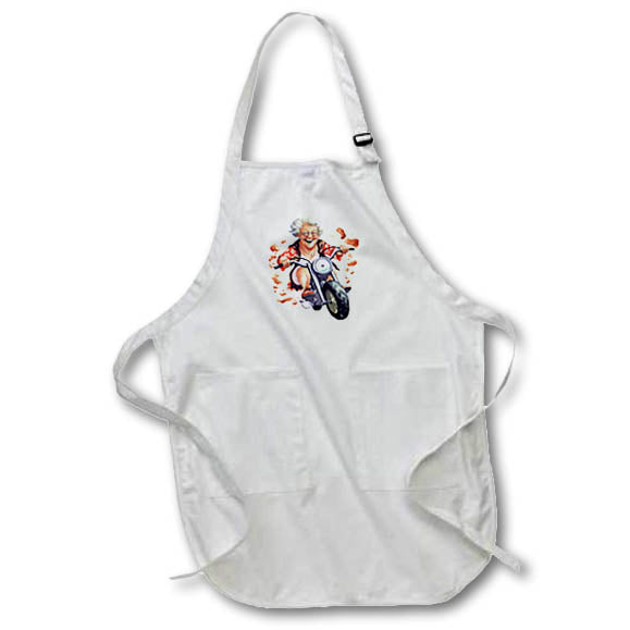 Apron - Happy Grandma Riding A Motorcycle Illustration Illustrations