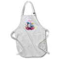 Apron - Pretty Gradient Blue and Pink Floral Fluffy Bird Illustration Illustrations