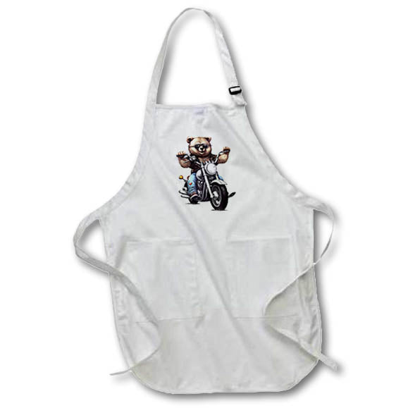Apron - Dad Bear Riding A Motorcycle Illustration Illustrations