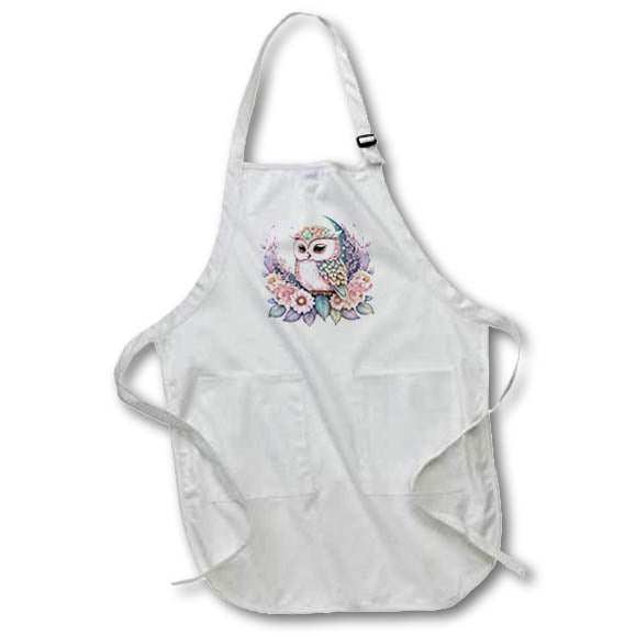 Apron - Pretty Pink and Mint Green Gradient Floral Owl Illustration Illustrations