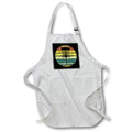 Apron - Black disc golf basket over retro striped circle on black background. Stamp City - typography - disc golf
