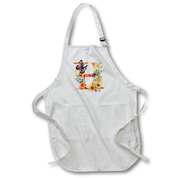 Apron - Pretty Floral Monogram Initial H Monograms