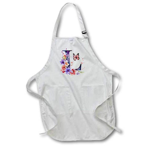 Apron - Pretty Floral Monogram Initial L Monograms
