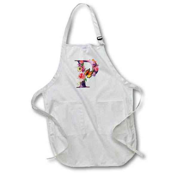 Apron - Pretty Floral Monogram Initial P Monograms