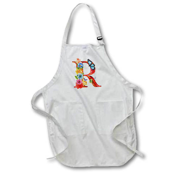 Apron - Pretty Floral Monogram Initial R Monograms
