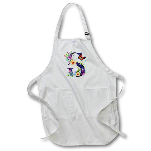 Apron - Pretty Floral Monogram Initial S Monograms