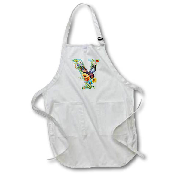 Apron - Pretty Floral Monogram Initial Y Monograms