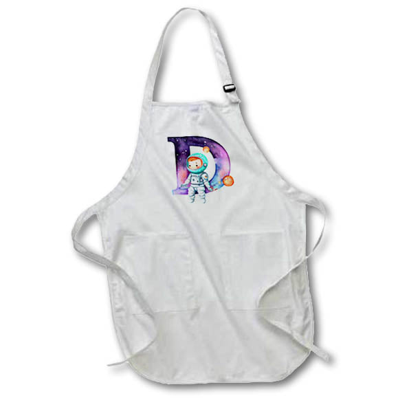 Apron - Cute Astronaut Monogram Initial D Monograms