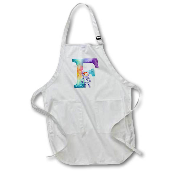 Apron - Cute Astronaut Monogram Initial F Monograms