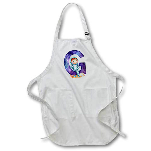 Apron - Cute Astronaut Monogram Initial G Monograms