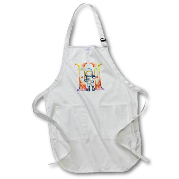 Apron - Cute Astronaut Monogram Initial H Monograms