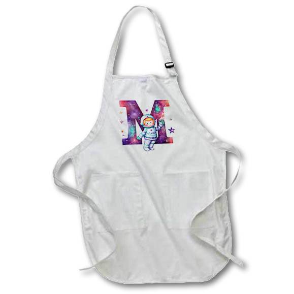 Apron - Cute Astronaut Monogram Initial M Monograms