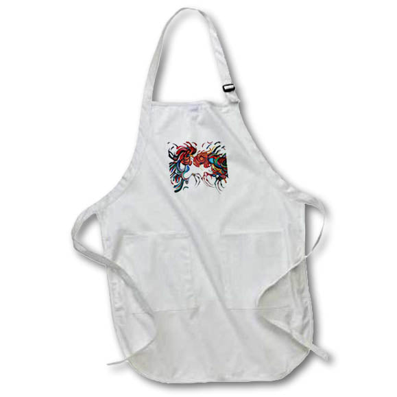 Apron - Colorful Farmyard Roosters Cut Out Vector Art - Cockerel