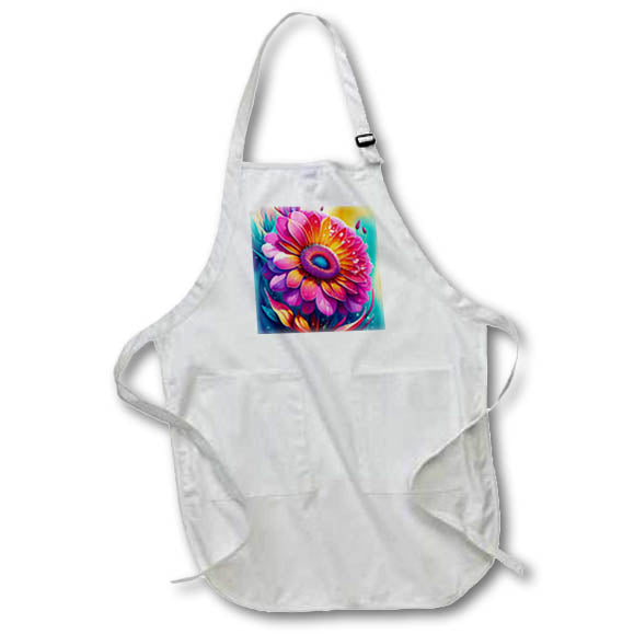 Apron - Neon Pink and Orange Dahlia Flower Backgrounds