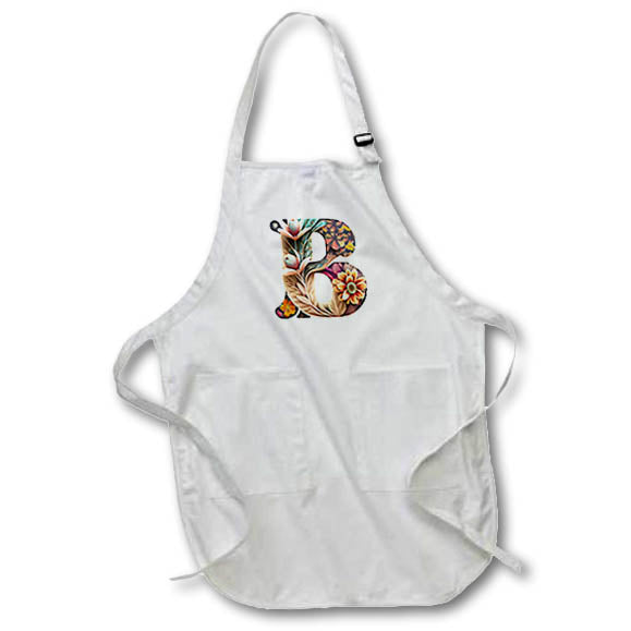 Apron - Boho Floral Monogram Initial B Monograms
