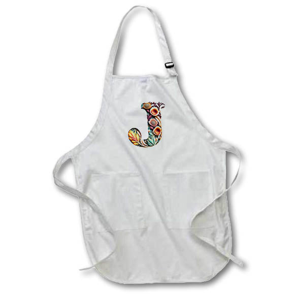 Apron - Boho Floral Monogram Initial J Monograms