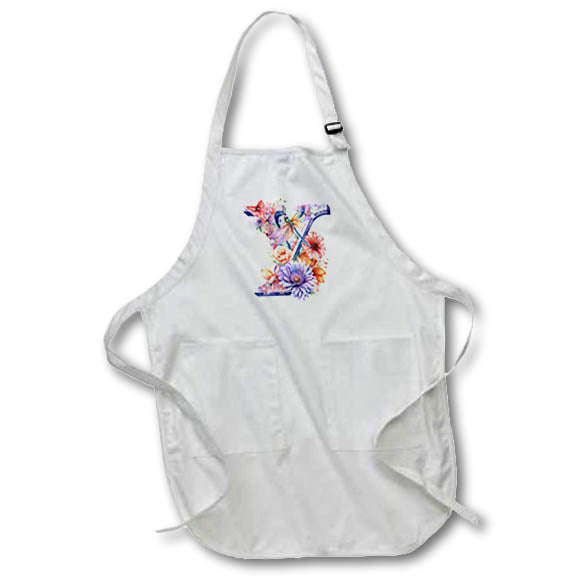 Apron - Pretty Pastel Floral Insect Monogram Initial Y Monograms