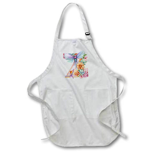 Apron - Pretty Pastel Floral Insect Monogram Initial Z Monograms