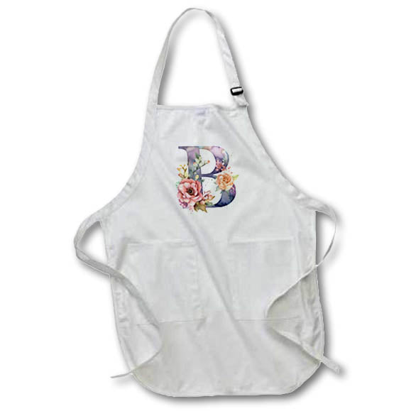 Apron - Pretty Image Of Watercolor Floral Monogram Initial B Monograms