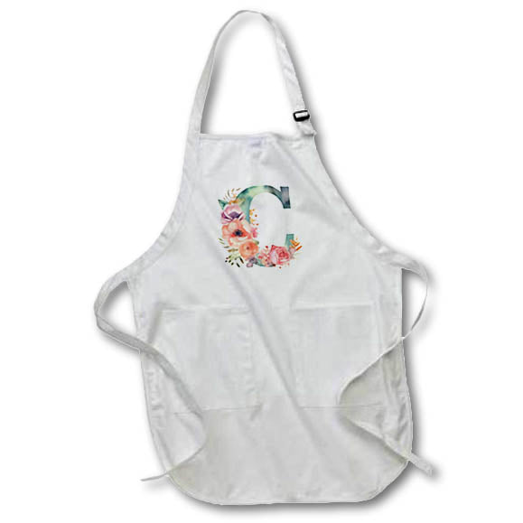 Apron - Pretty Image Of Watercolor Floral Monogram Initial C Monograms