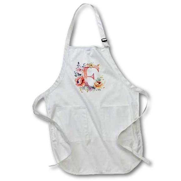 Apron - Pretty Image Of Watercolor Floral Monogram Initial F Monograms