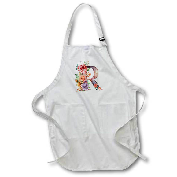 Apron - Pretty Image Of Watercolor Floral Monogram Initial R Monograms