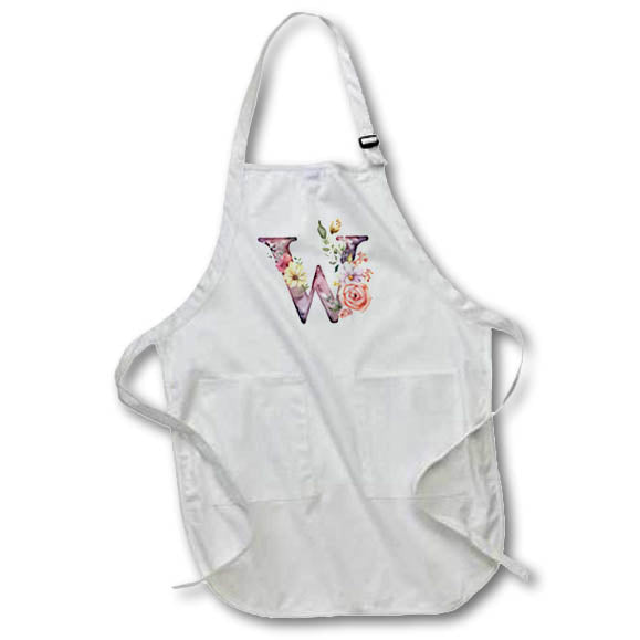 Apron - Pretty Image Of Watercolor Floral Monogram Initial W Monograms