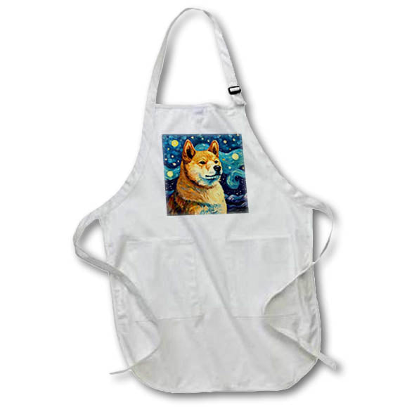 Apron - Shia Inu portrait in Post-Impressionism style CR Media - Illustrations