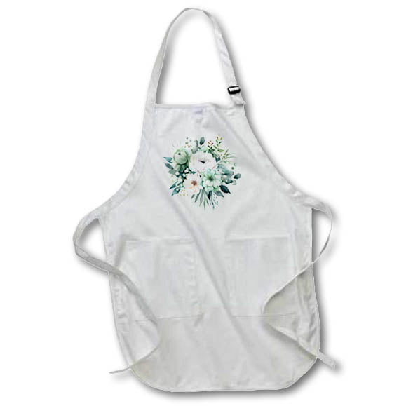 Apron - Pretty Mint Green and White Flower Illustration Illustrations