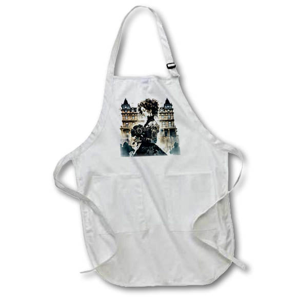 Apron - Victorian Woman With Black Roses AI Generated Art