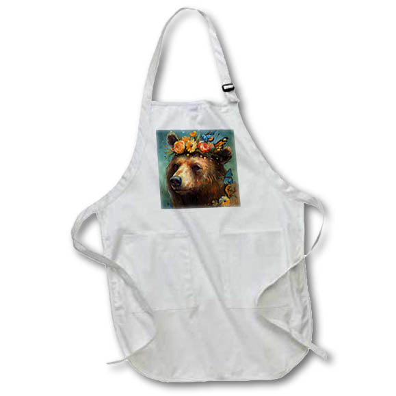 Apron - Bear With a Floral Crown AI Generated Art