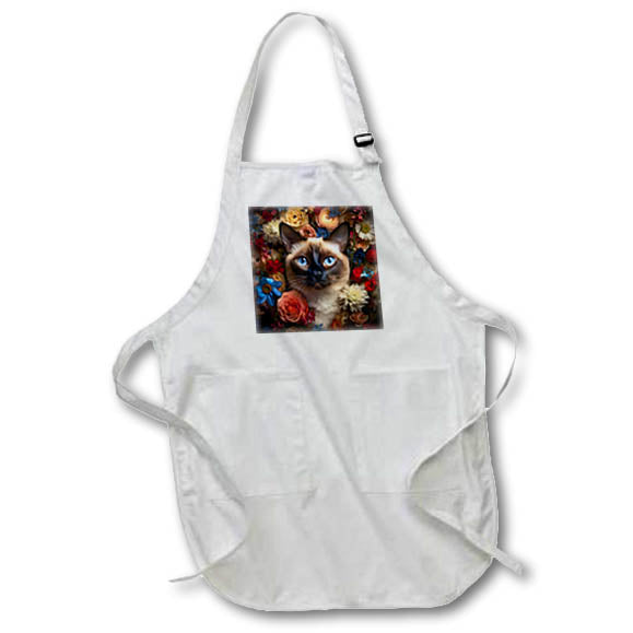 Apron - Siamese cat with floral background CR Media - Illustrations