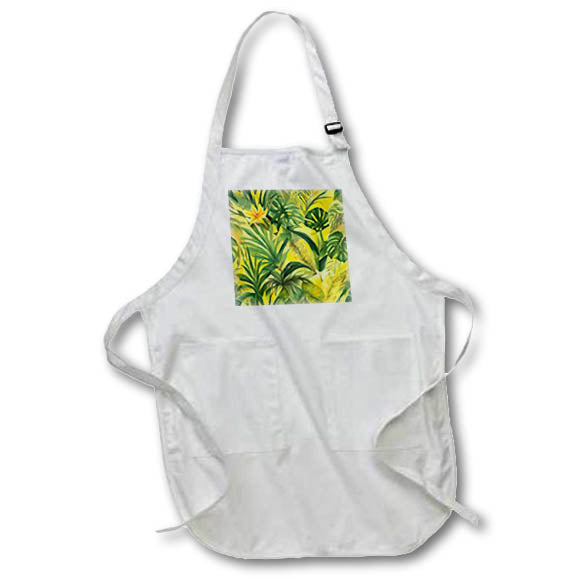 Apron - Vintage Vibe Beautiful Tropical Big Leaf Pattern Acrylic Painting - Lemon Tree