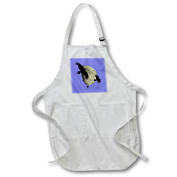 Apron - Crows In Flight Silhouetted Against A Large Moon Vector Art Vector Art - Crows