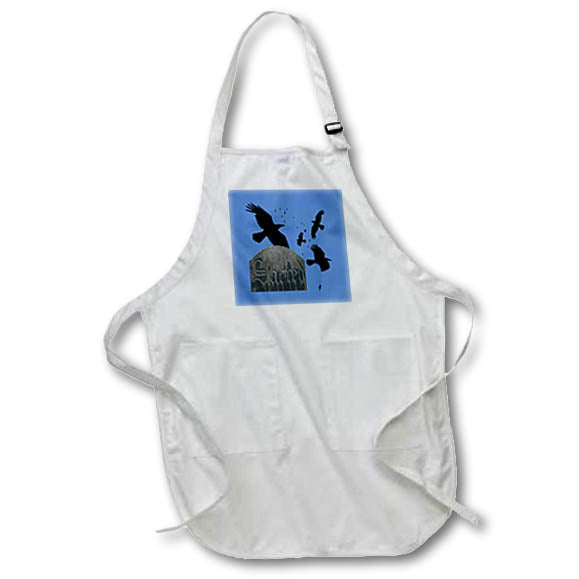 Apron - Sacred Gothic Text Gravestone With Crows and Ravens Vector Art - Crows