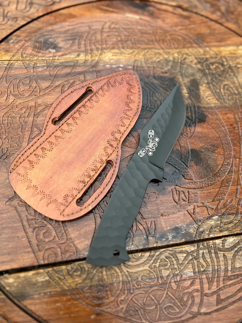 SYLO Crossed Piston 15-Knife Full Tang Hand Forged J2 Steel SYLO Blade