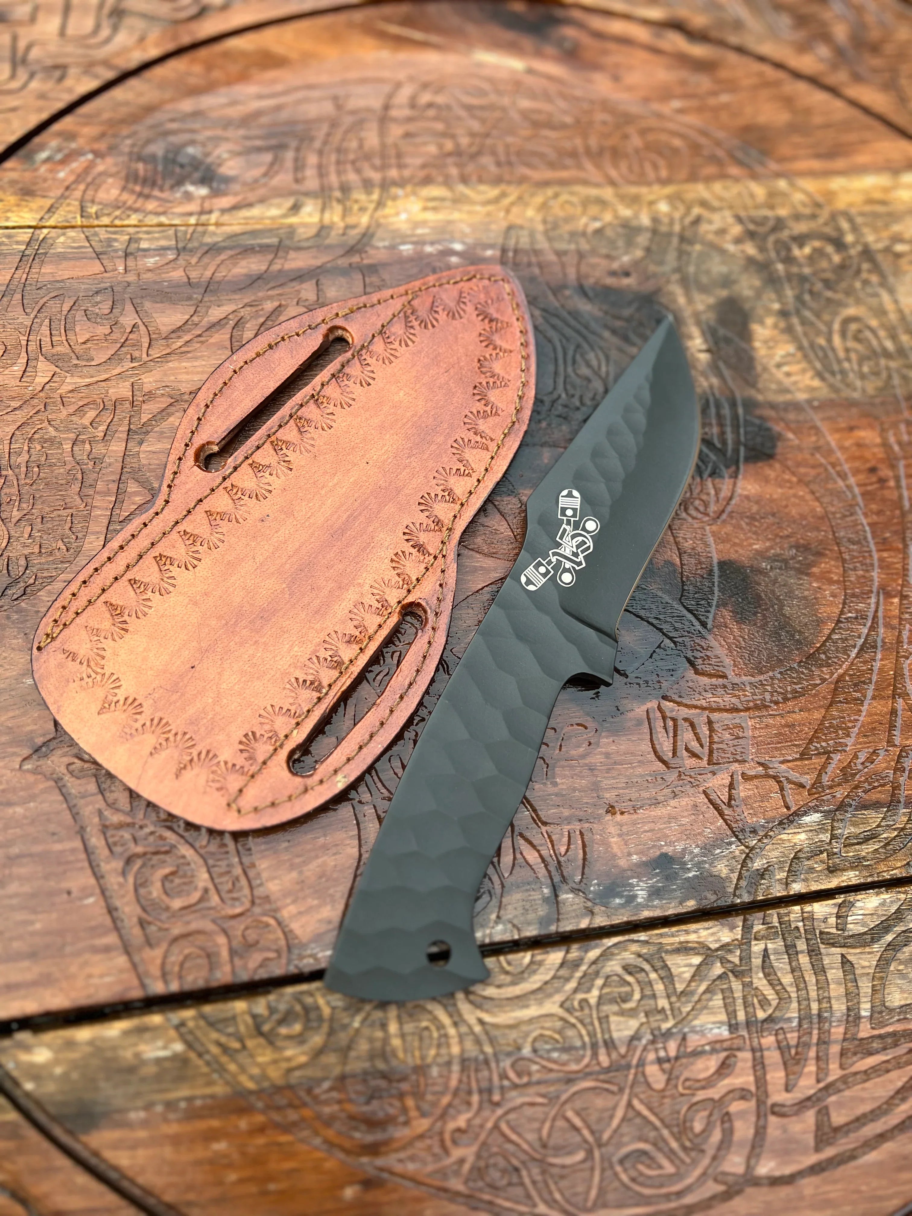 SYLO Crossed Piston 15-Knife Full Tang Hand Forged J2 Steel SYLO Blade