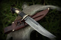 Custom Handmade J2 Steel Acid Wash Bowie Knife with Stag Crown & Rosewood Handle