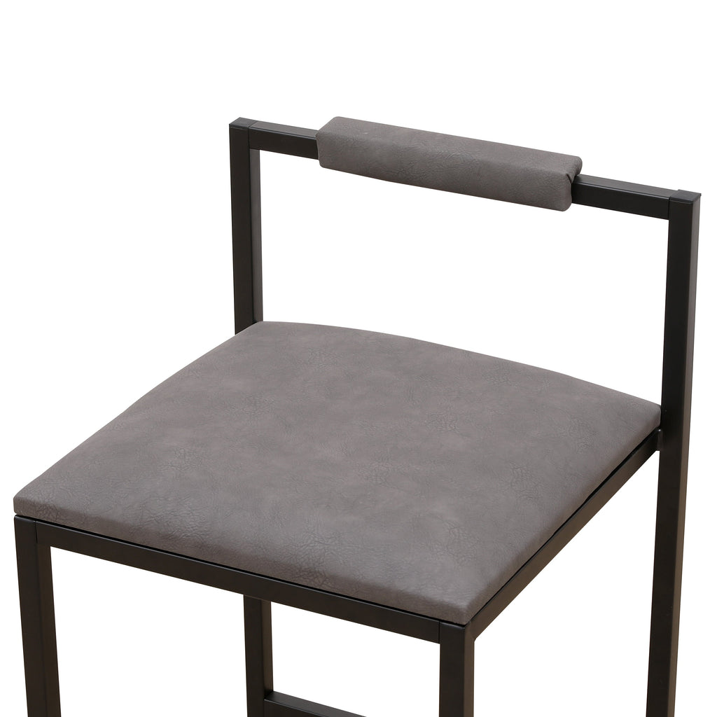 Set of 2 Counter Height Barstools Kitchen Island Stools (Gray with Back)