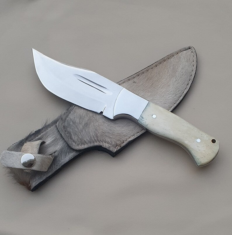 Best Skinning Knife – 8” Handmade J2 Steel Blade with Camel Bone Handle