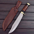 : Custom Handmade 440C Steel Crocodile Dundee Bowie Knife - 16" Heavy Duty, Leather & Buffalo Horn Handle, Razor Sharp Blade, Belt Loop Leather Sheath