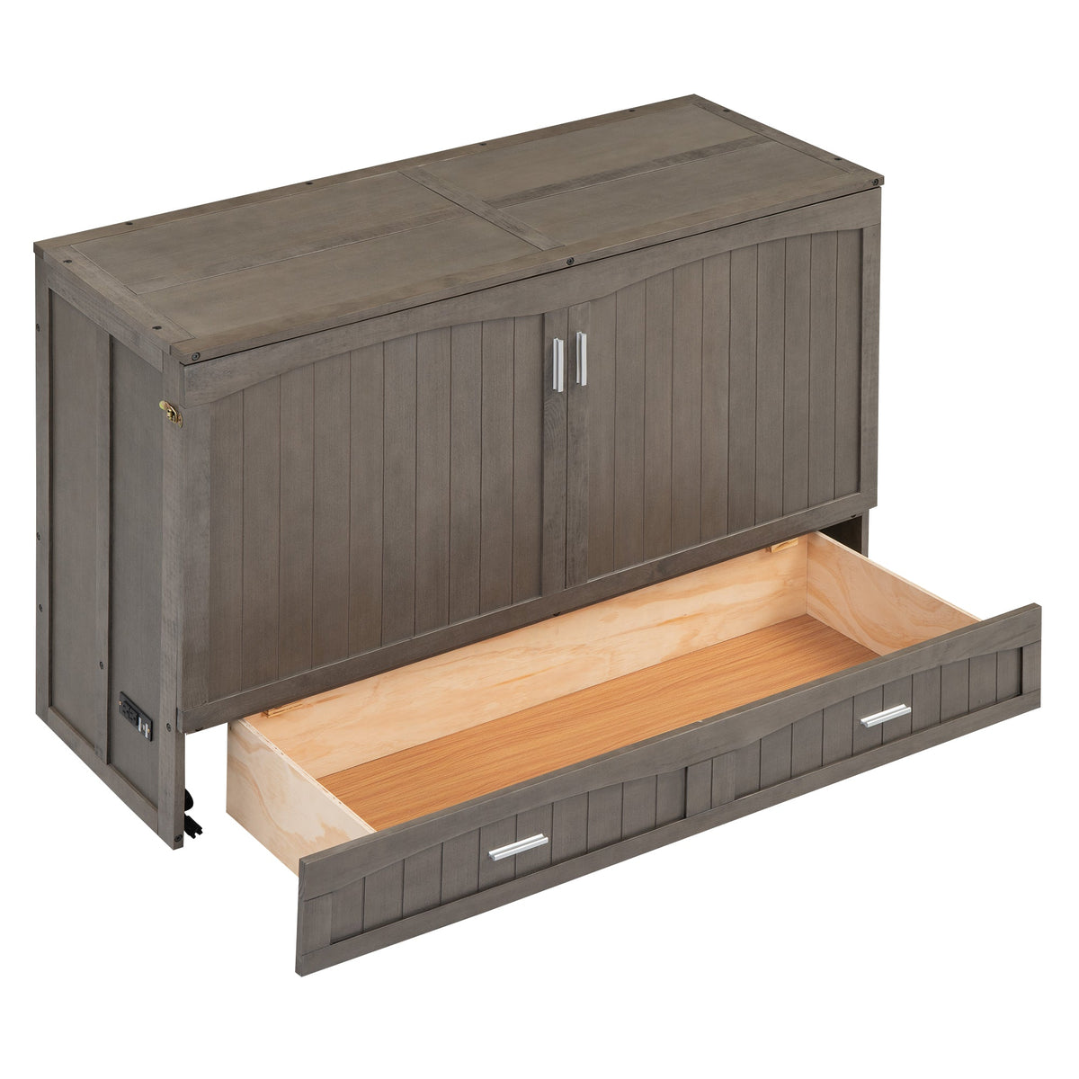 Queen Size Murphy Bed with Built-In Charging Station  Antique Grey