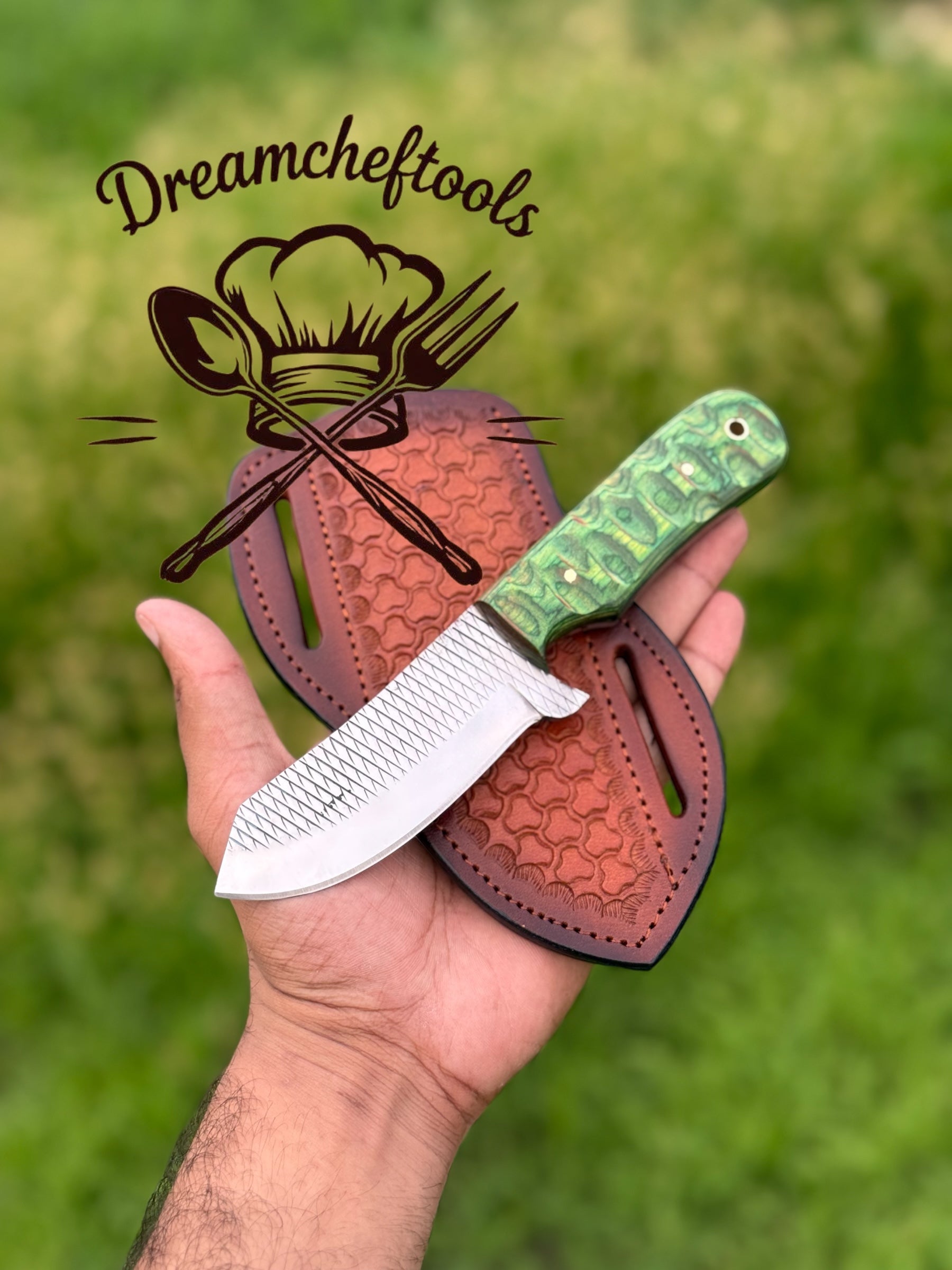 Handmade IWB Knife – 8" Rasp Tool Steel Blade, pakka wood Handle & Leather Sheath