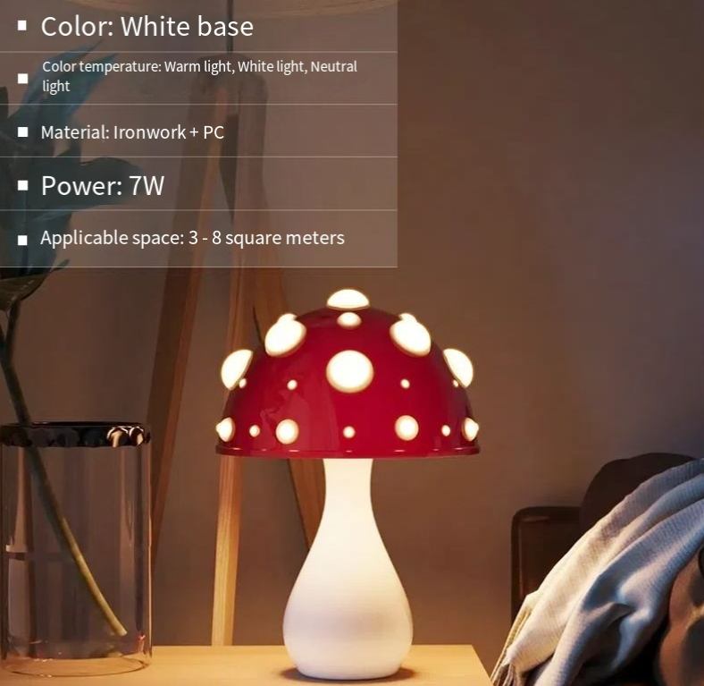 Mushroom Decorative Desk Lamp Bedroom Headboard Dimming Atmosphere Student Dormitory Desktop Night Light